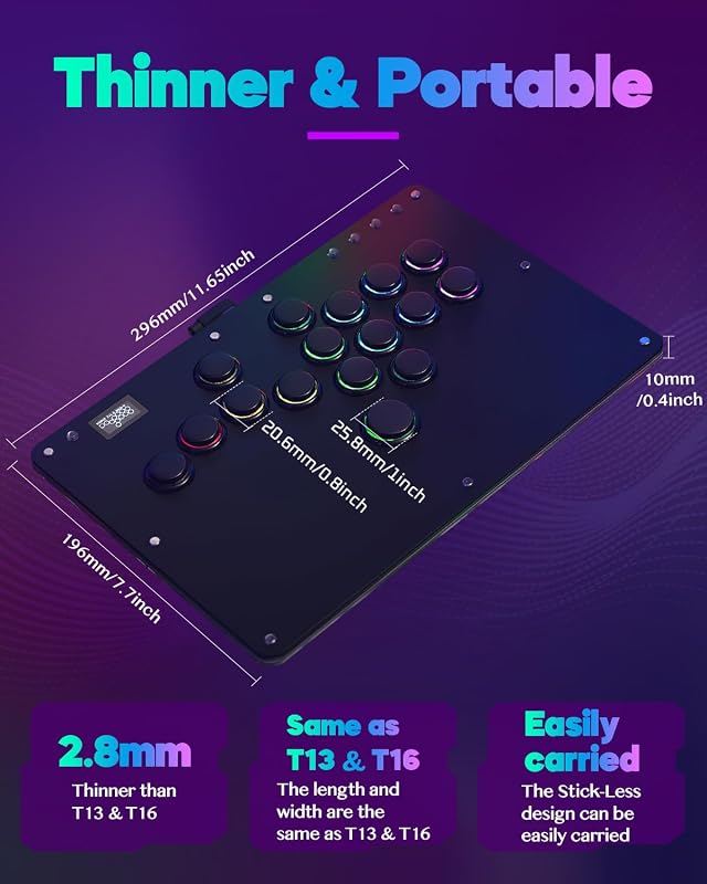 Sehawei Arcade Stick R16 16 gombos arcade kontroller PC/PS3/PS4/Switch-hez RGB LED