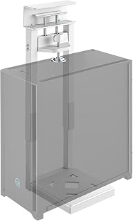 monTEK No Drill Under Desk PC Mount, Clamp-On Heavy Duty CPU Holder with Ventilated Cooling Design for Standing Desk & Home Office, Fits Most PC Cases 16.1"-25.6" (H), 66 lbs, White