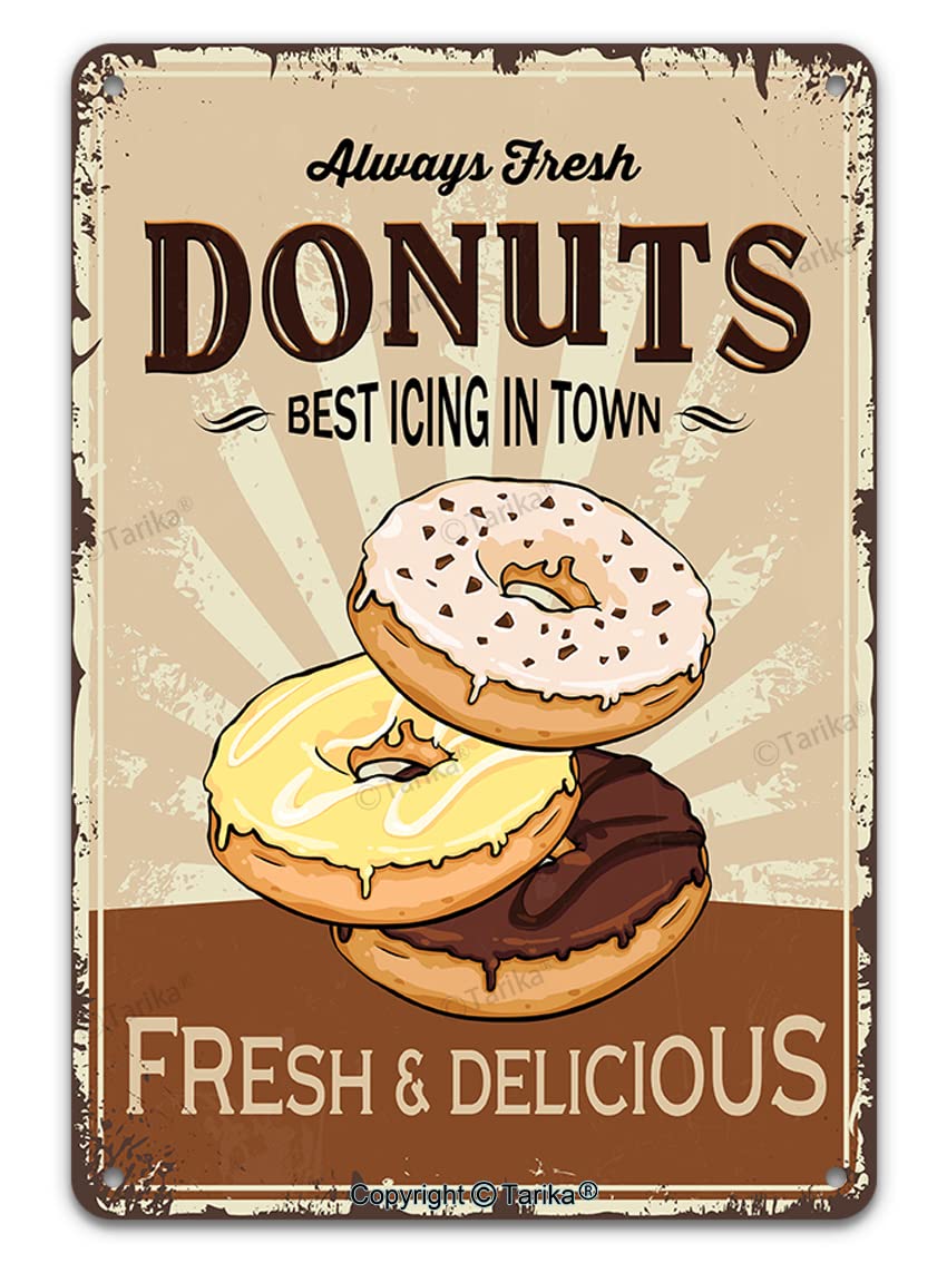 TASTE OF DONUTS RECORD ポスター Vintage Donut Tin Sign, Always Fresh Donuts Best Icing in Town Art
