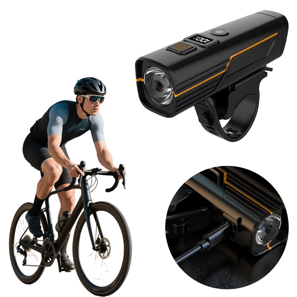 Lightness Bike przednie światło wodoodporne IPX5 lampka nocna z cyfrowym wyświetlaczem do jazdy na świeżym powietrzu