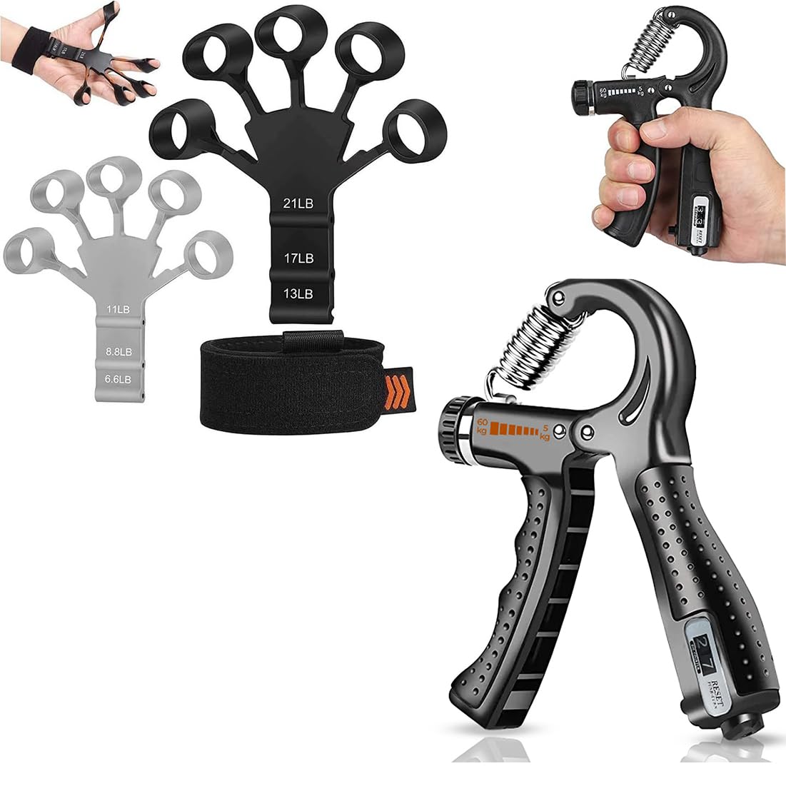 WIB Adjustable Hand Gripper Set of 2 with Counter Finger Gripster