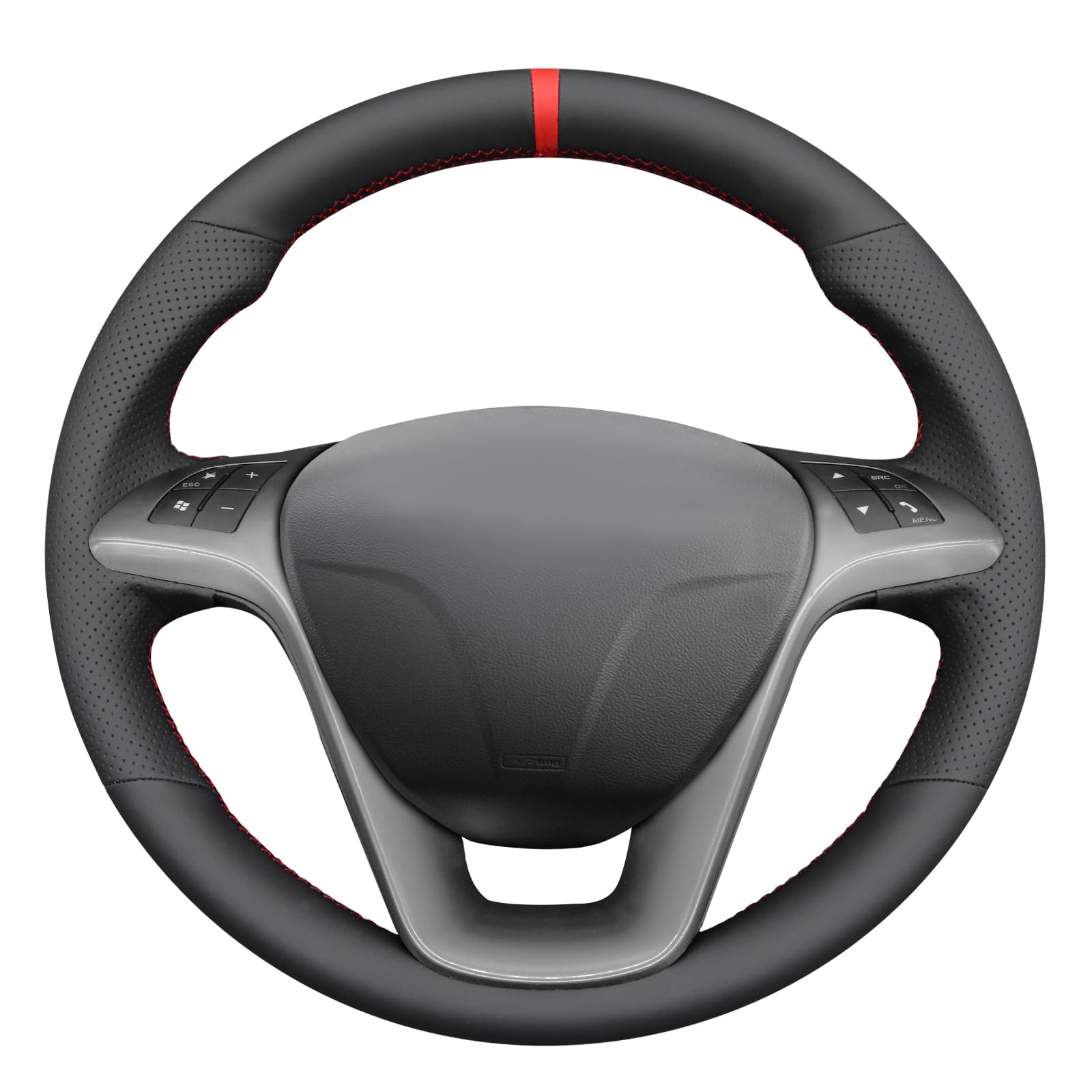 MEWANT Funda de Volante a Medida para Coser Lancia Delta III 3 | Volante de Coche Cosida a Mano / Lancia Delta III 3 2011-2014 / Ypsilon 2011-2024 Accesorios / Lancia Ypsilon Transpirable