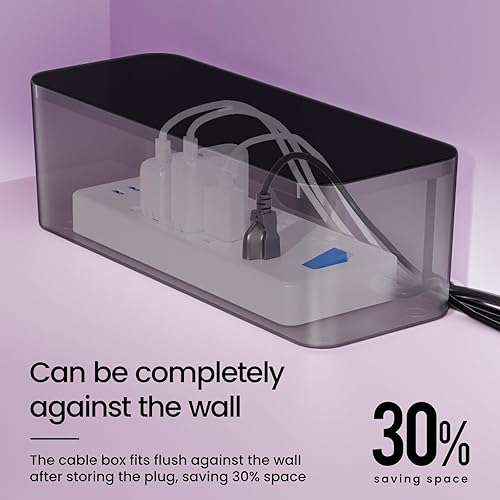 Miniatura 2 de DELAMU Paquete de 2 Cajas Organizadoras de Cables Negras Caja Ocultadora de Cables, Caja Organizadora de Cables de Alimentación Grande para Negro