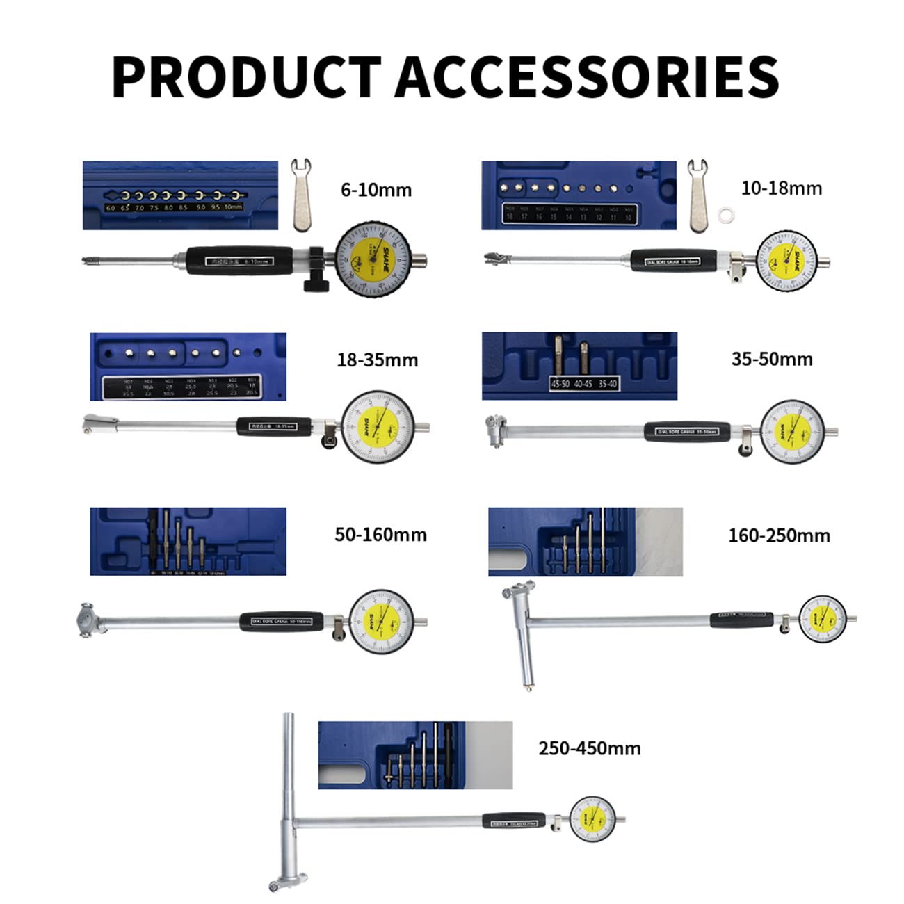 SHAHE Dial Bore Gauge 6-10mm 0.01mm, Hole Cylinder Measurement Inside Micrometer Gage for Bore Measure,with Carrying Case