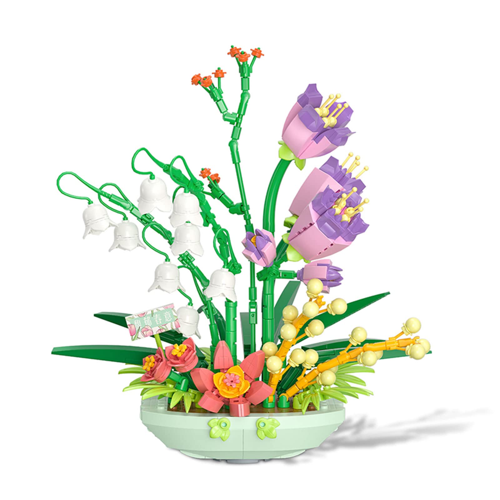Building Set of Tulip and Lily Flower, Unique Home Décor, Holiday Gifts for Adult and Child, Botanical Collection of Artificial Flowers(Not Compatible with Legos Set)
