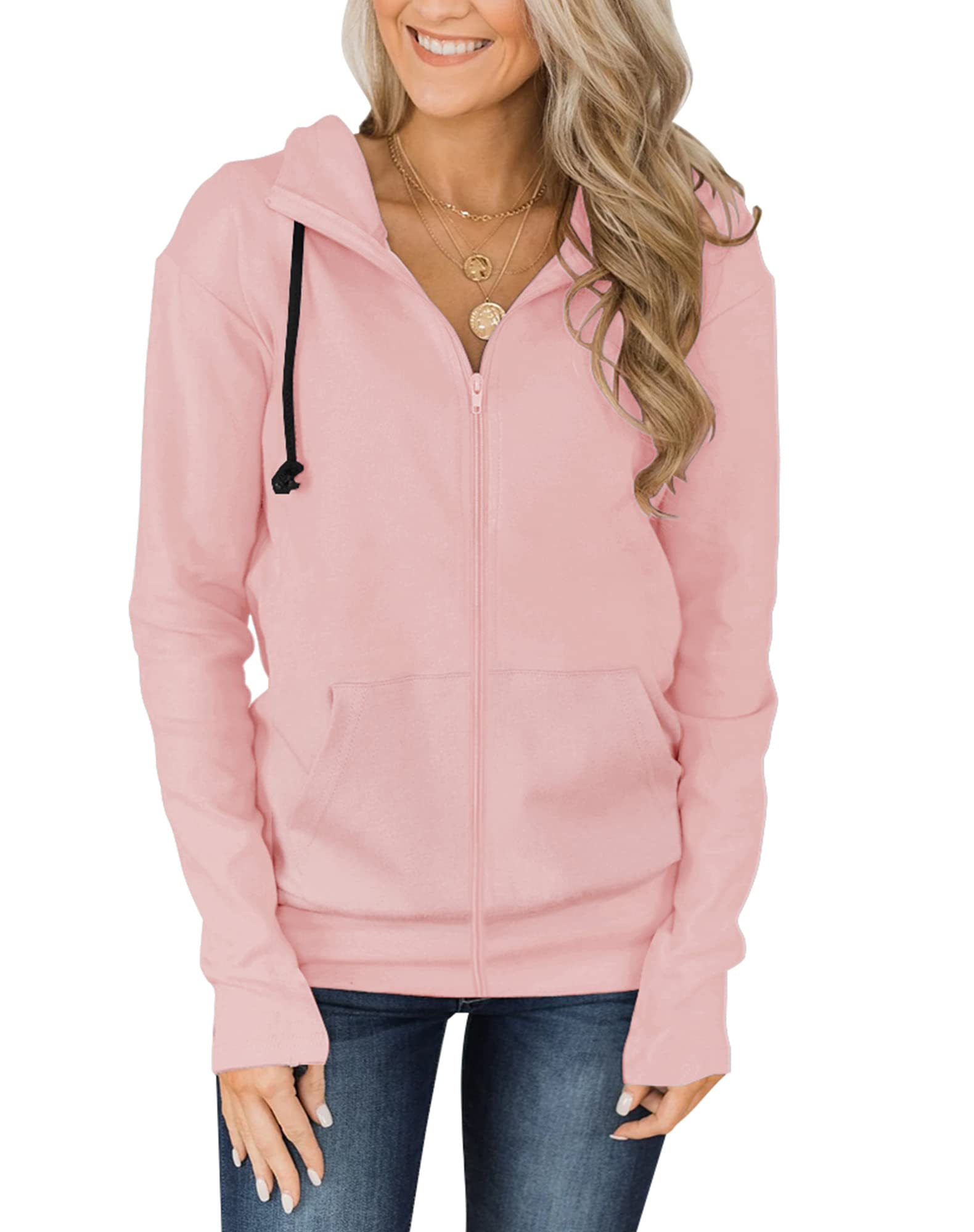Fallorchid Womens Full-Zip Hoodies Casual Long Sleeve Sweatshirt with Pockets