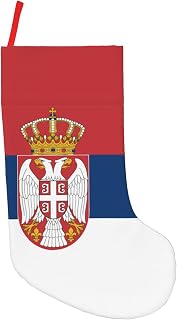 Serbian Flag Family Christmas Fireplace Hanging Decor Sock Festival Fashion Stocking 18"x11"