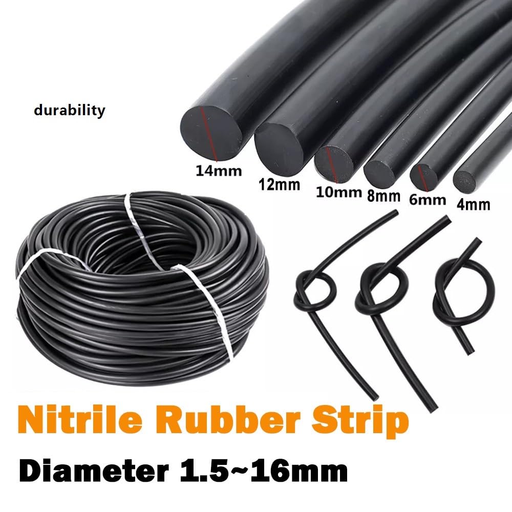 1 tira de goma de nitrilo, junta tórica sólida negra for muebles.(7.5mmx20m)