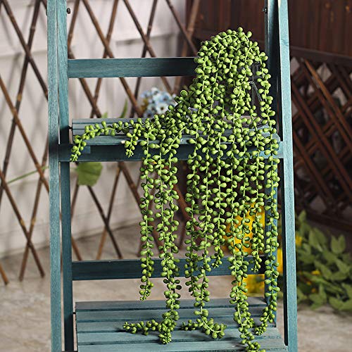 Cewor 4Pcs Artificial Succulents Hanging Plants Fake String Of Pearls For Wall Home Garden Decor (24 Inches Each Length) #TOP4