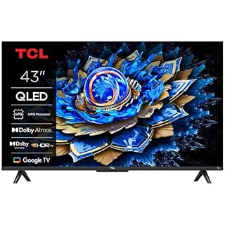 TCL 43T69C 43 Inch QLED, Direct LED TV, 4K HDR TV, Smart Google TV (Dolby Vision & Atmos, Game Master, Motion Clarity, Compatible with Google Assistant & Alexa)
