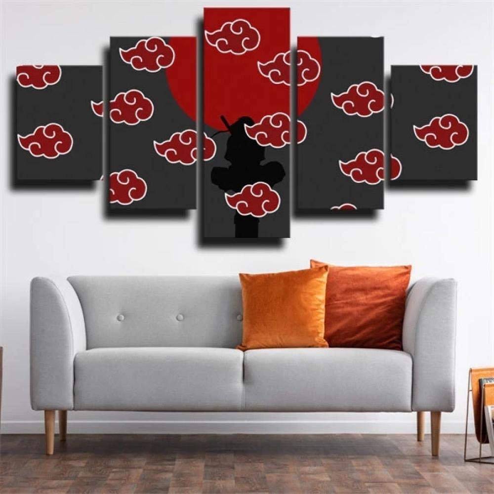 Cuadro En Lienzo Decoracion 5 Piezas HD Imagen Impresiones En Lienzo Ninja Akatsuki Itachi Lienzo Grandes XXL Murales Pared 5 Paneles De Pinturas De Obras De Arte Moderno
