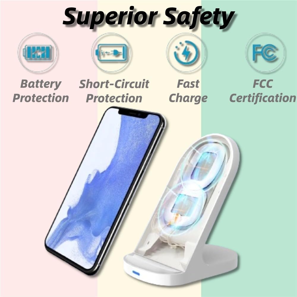 Caricabatterie wireless veloce da 15 W Supporto di ricarica wireless da 10 W compatibile con iPhone 14 13 12 11 Pro XR XS 8 Plus Galaxy S22 S21 S20 Note 20 10 Google LG