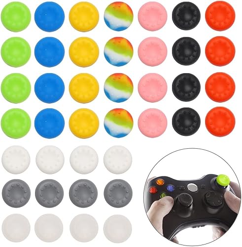 40Pcs Silicone Xbox Thumb Grips Cap Cover,Joystick Silicone Accessories Replacement Parts ​for PS2, PS3, PS4, PS5, Xbox 360, Xbox One, Xbox Series X/S Controller, Multi-color