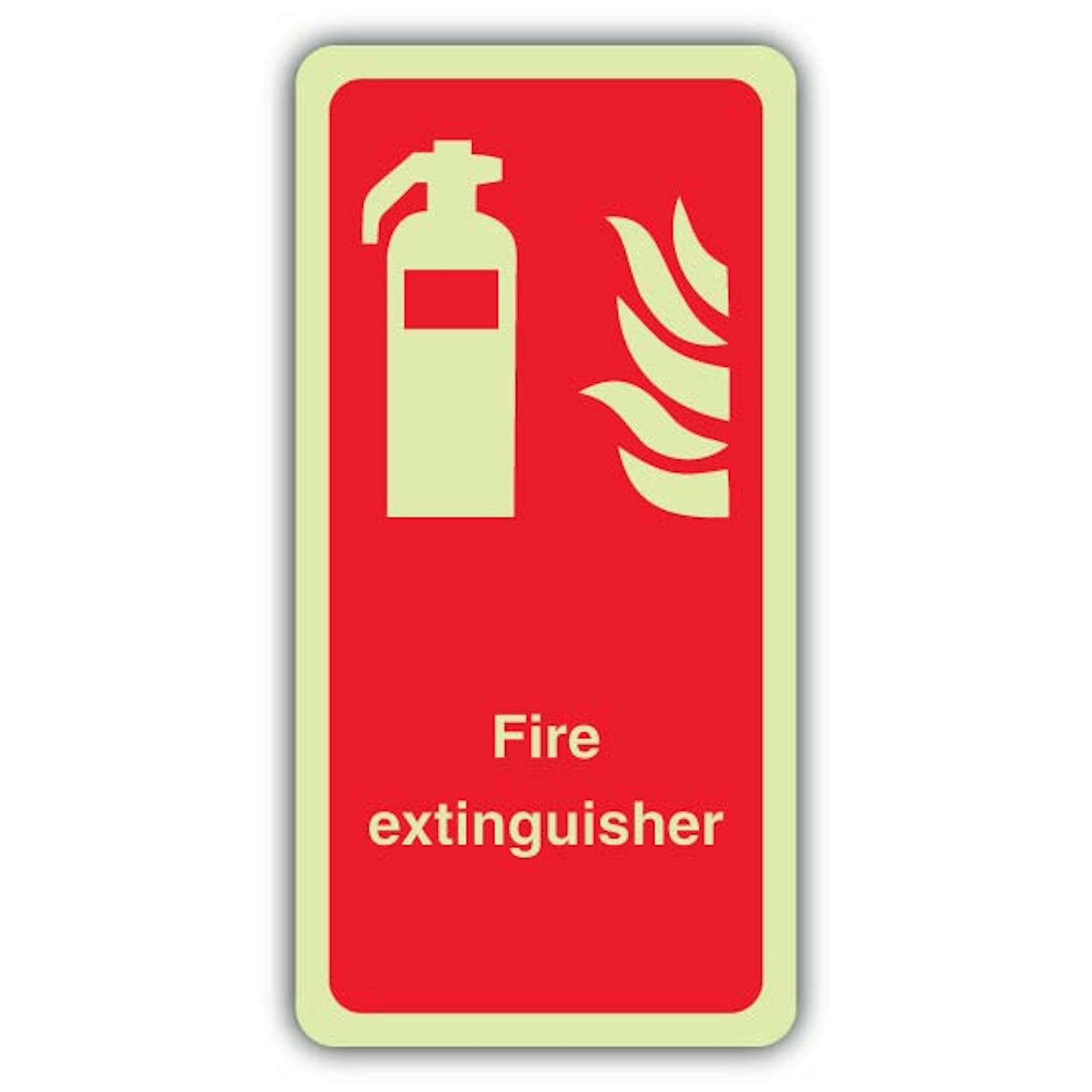 V Safety Glow In The Dark Fire Extinguisher Sign - Slim Format - 200 x 400 mm - Made From Double Glow Rigid Plastic - Fire Safety Signage - Made in Britain