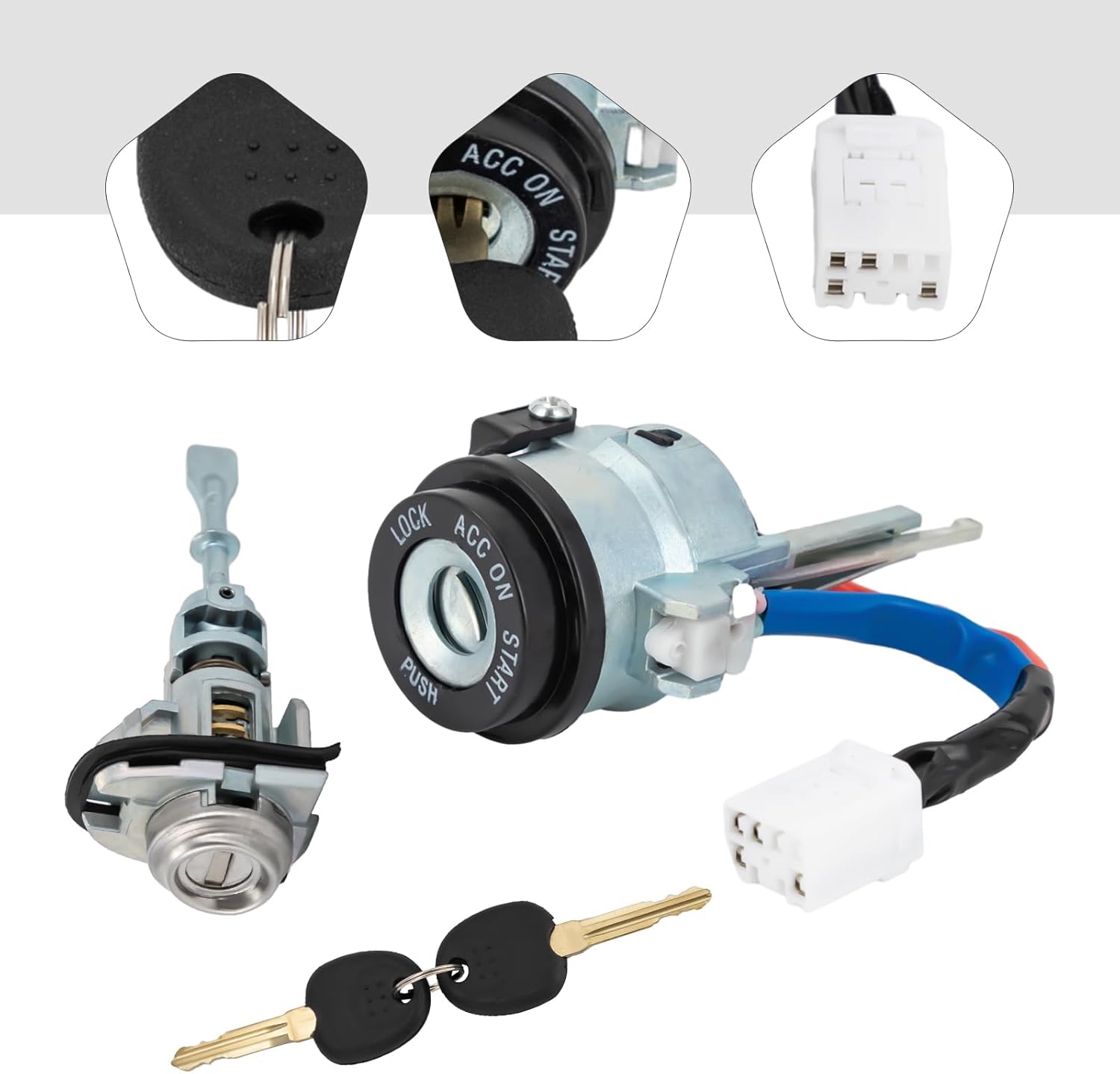 Ignition Switch Cylinder Compatible for 2014-2016 Kia Forte W/ 2Keys, Car Full Door Lock Cylinder