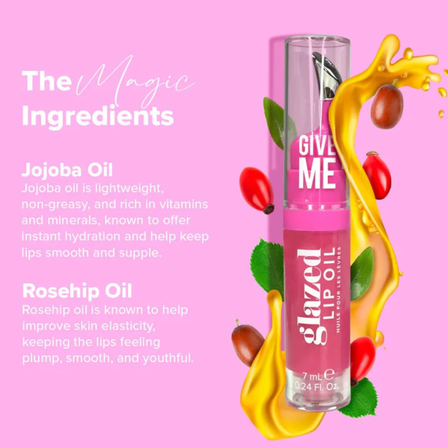 Give Me Cosmetics, Glazed Lip Oil, Infused with Jojoba Oil, Intensely Hydrating and Delivers a Gorgeous, Glossy Finish - Blazin' Berry - Image 2
