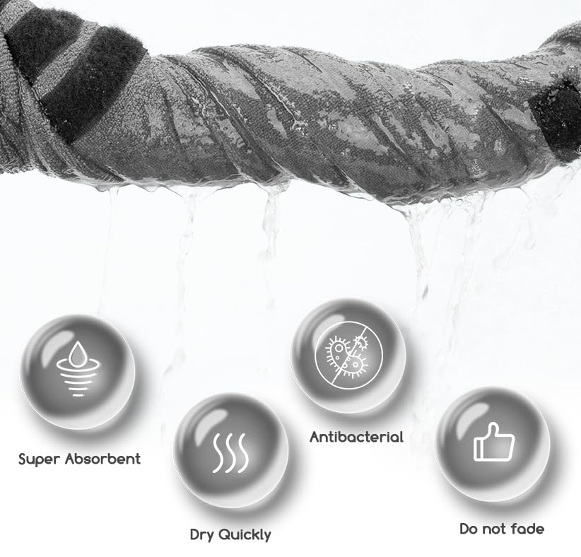 Nobleza Dog Bathrobe XL Dog Drying Coat Dogs Towel Robe Pets Dressing Gown Super Absorbent Pet Puppy Towelling Robe Fast Drying Adjustable Pet Bathrobe Towel for Extra Large Dogs Cat Grey - Image 2