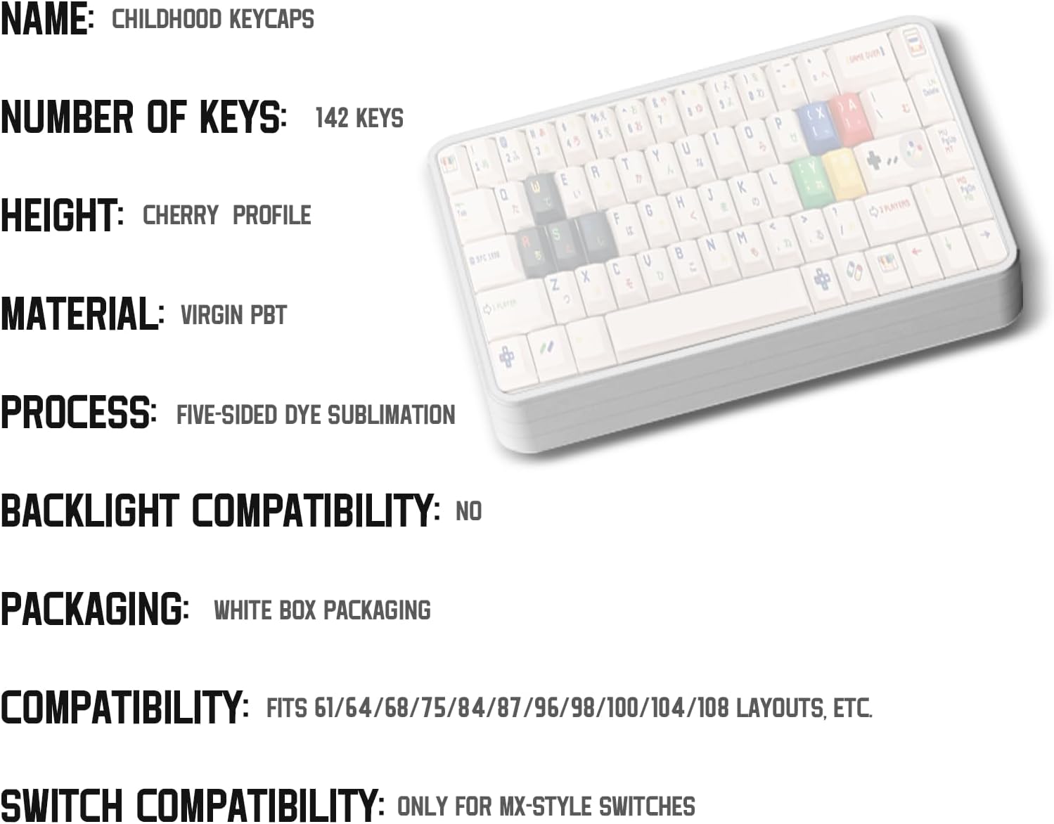 141 Keys Retro PBT Keycaps Set, No Tear, Never Fades, Elegant Gift Box for Mechanical Keyboard, Virgin Cherry Profile Key Caps (Typing,Gaming,Anime Themed) Ergonomic (Fit All Layout 100% 75% 65% 60%）