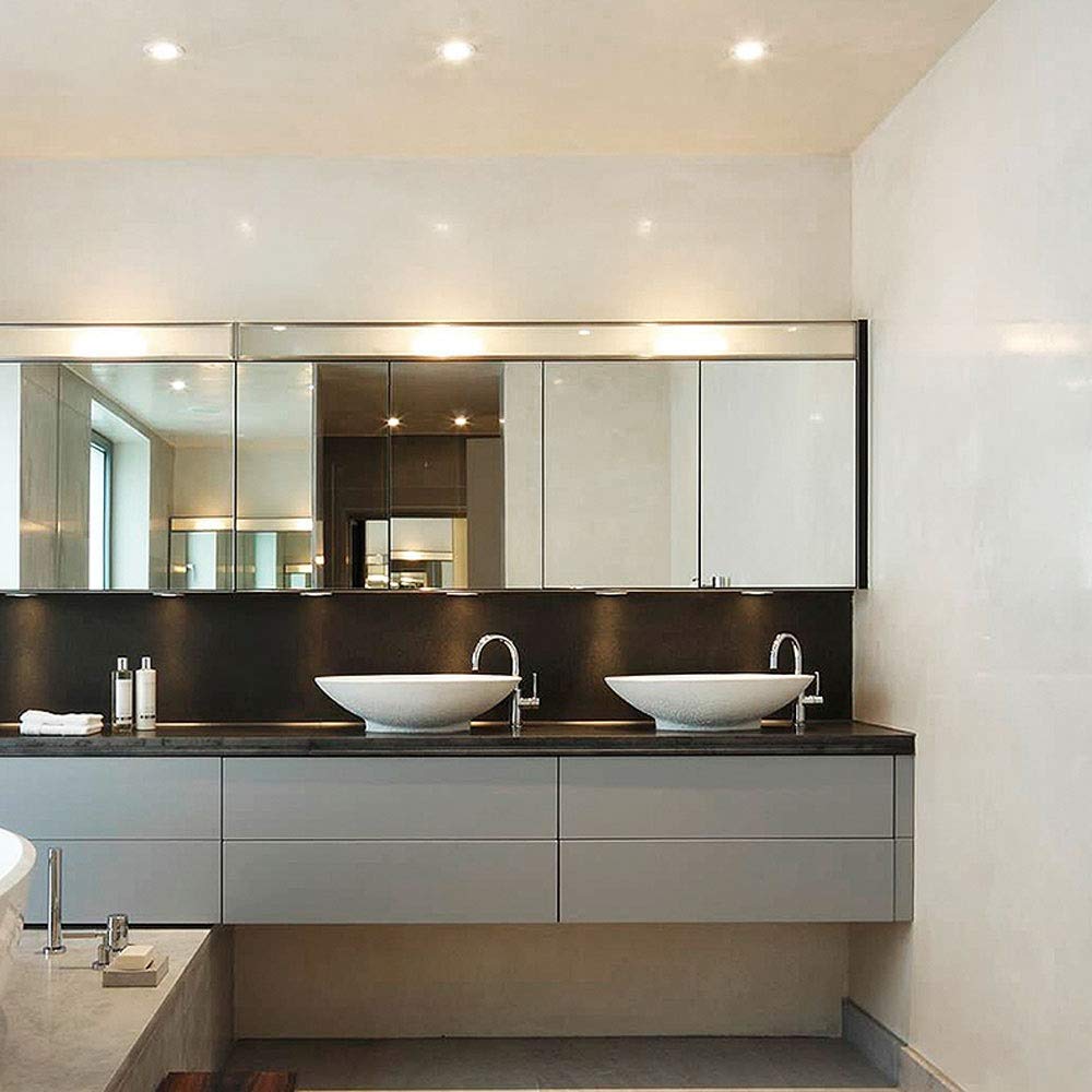 Foco empotrable para baño IP65 Moderno Blanco Mate Redondo Resistente al Agua con Espejo de luz de Panal Orificio Abierto de 75 mm Accesorio de,Amarillo cálido-A