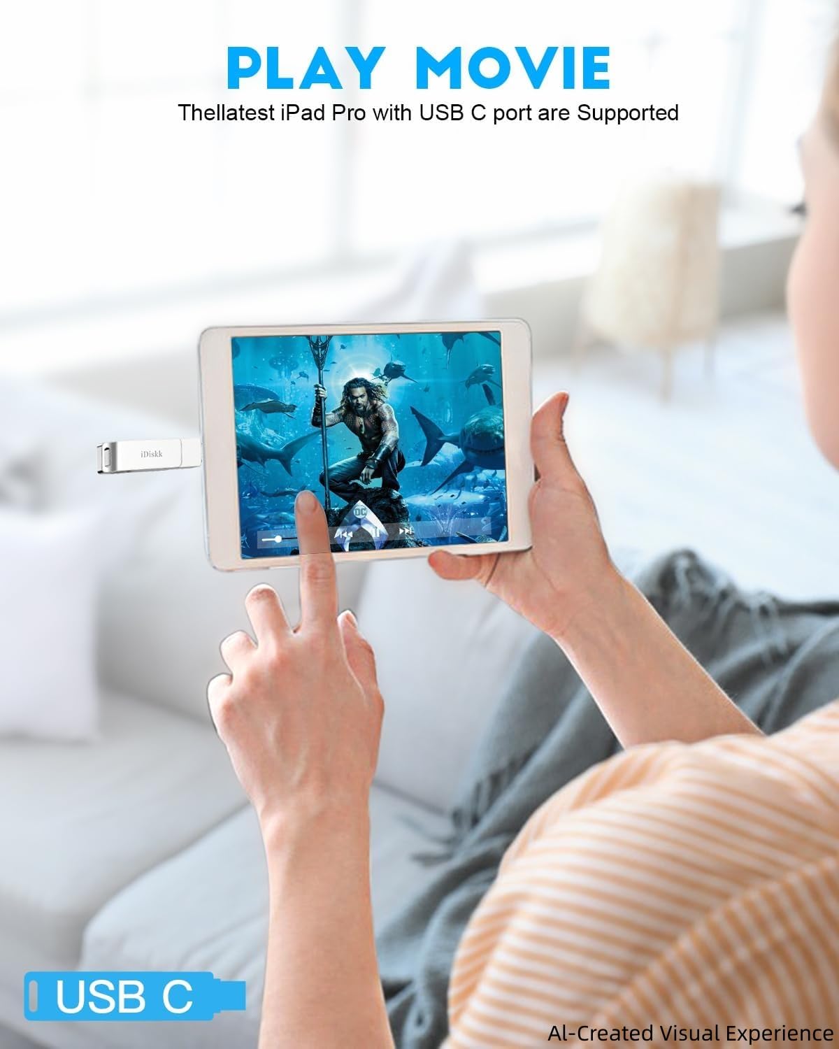 Chiavetta fotografica ad alta velocità certificata MFi iDiskk 256 GB per iPhone iPhone Storage Flash Drive per foto iPhone Vault Storage iPad Lightning USB C Android Photo Stick iPhone Memory Stick