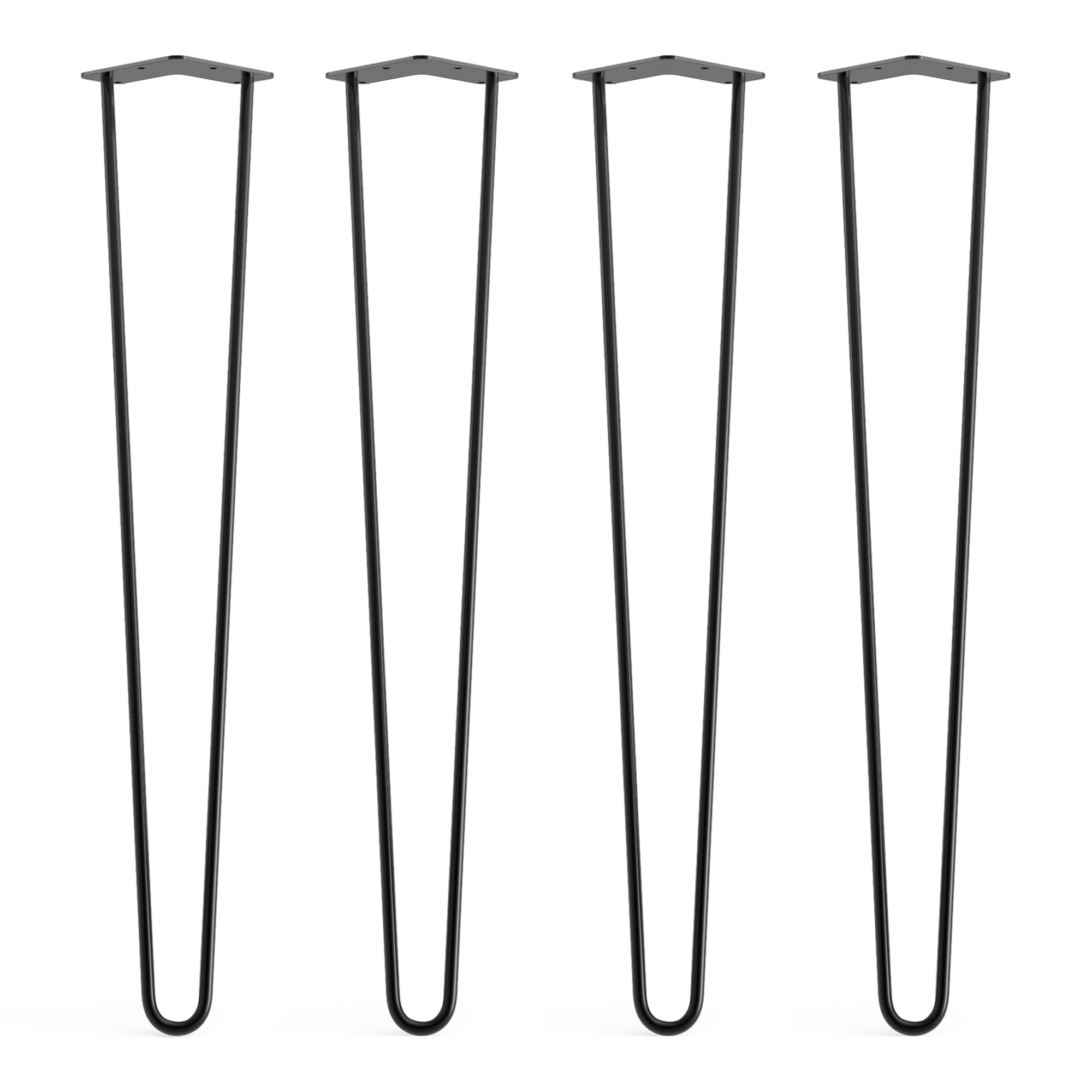 4 x Hairpin Legs from DT IRONCRAFT - 71cm 2 Rod / 10mm, Black - Light Desk, Table Legs with Floor Protector Feet & Screws