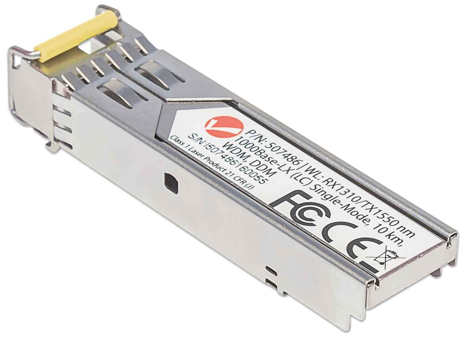 Intellinet Module émetteur-récepteur Optique SFP bidirectionnel Gigabit Fibre WDM, Port monomode 1000Base-Lx (LC), 10 km, WDM (Rx1310/Tx1550), Fibre, équivalent à Cisco GLC-BX-D