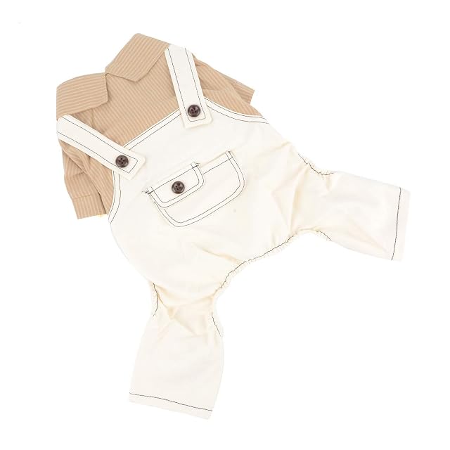 Foto 4 de 8 de SELMAI Camisa Rayas para Perro con Pantalones Ropa para Perros Pequeños Medianos Mascotas Chihuahua 4 Piernas…