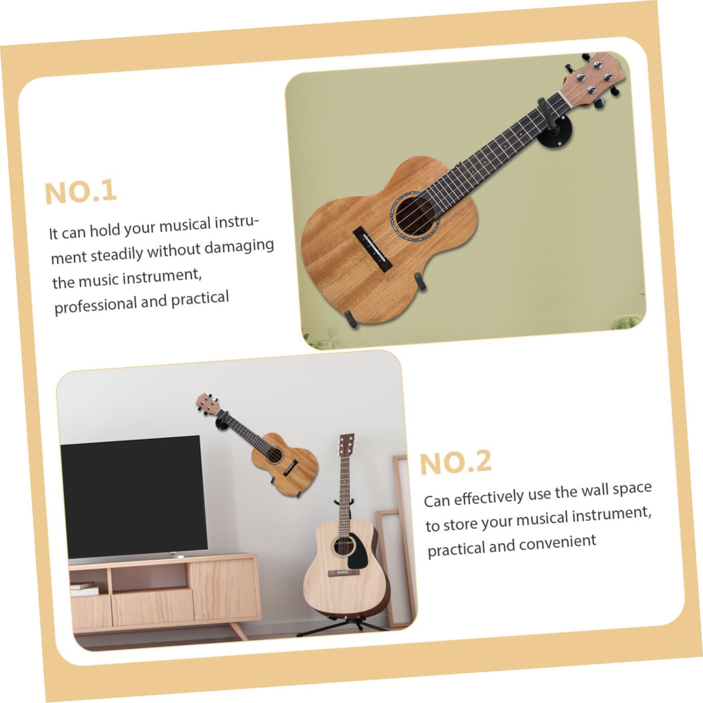 Gatuida Gitarren Wandhalterung Metall Horizontale Wandmontage Stabiler Gitarren Wandhaken Installieren Vielseitig für Bass Ukulele Violine Erhu Elegantes Design für Musikliebhaber