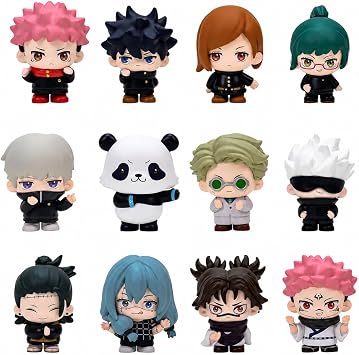 puremind JJK Blind Box Mini Figures 12-Pack - Official Jujutsu Kaisen Figure Set, Gojo Satoru, Yuji Itadori, Sukuna, Anime Collectible Gift Set Full Set No Duplicates for Collectors & Display