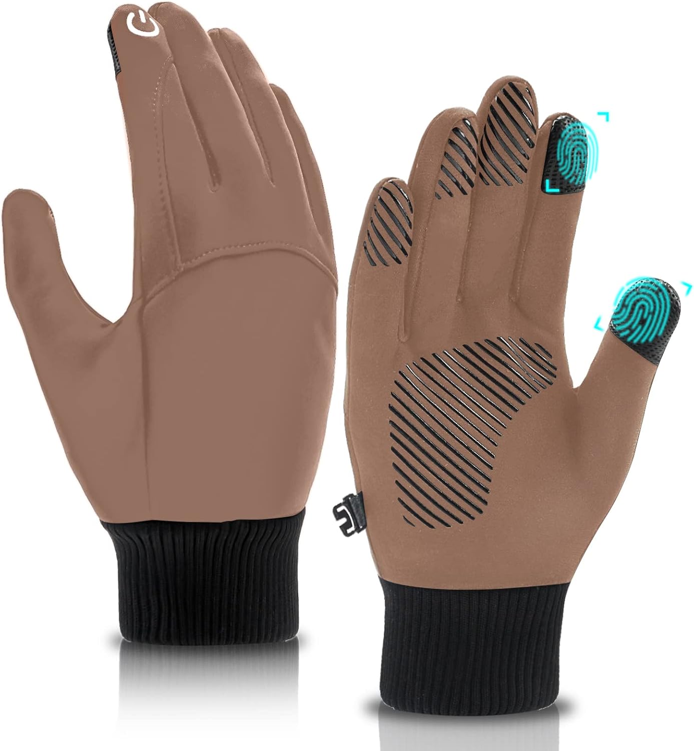 Amazon Com Winter Gloves For Women And Men Cycling Waterproof Thin Liners Warm Thermal Anti Slip Running Driving Gloves In Snow D2 Brown Large Sports Outdoors