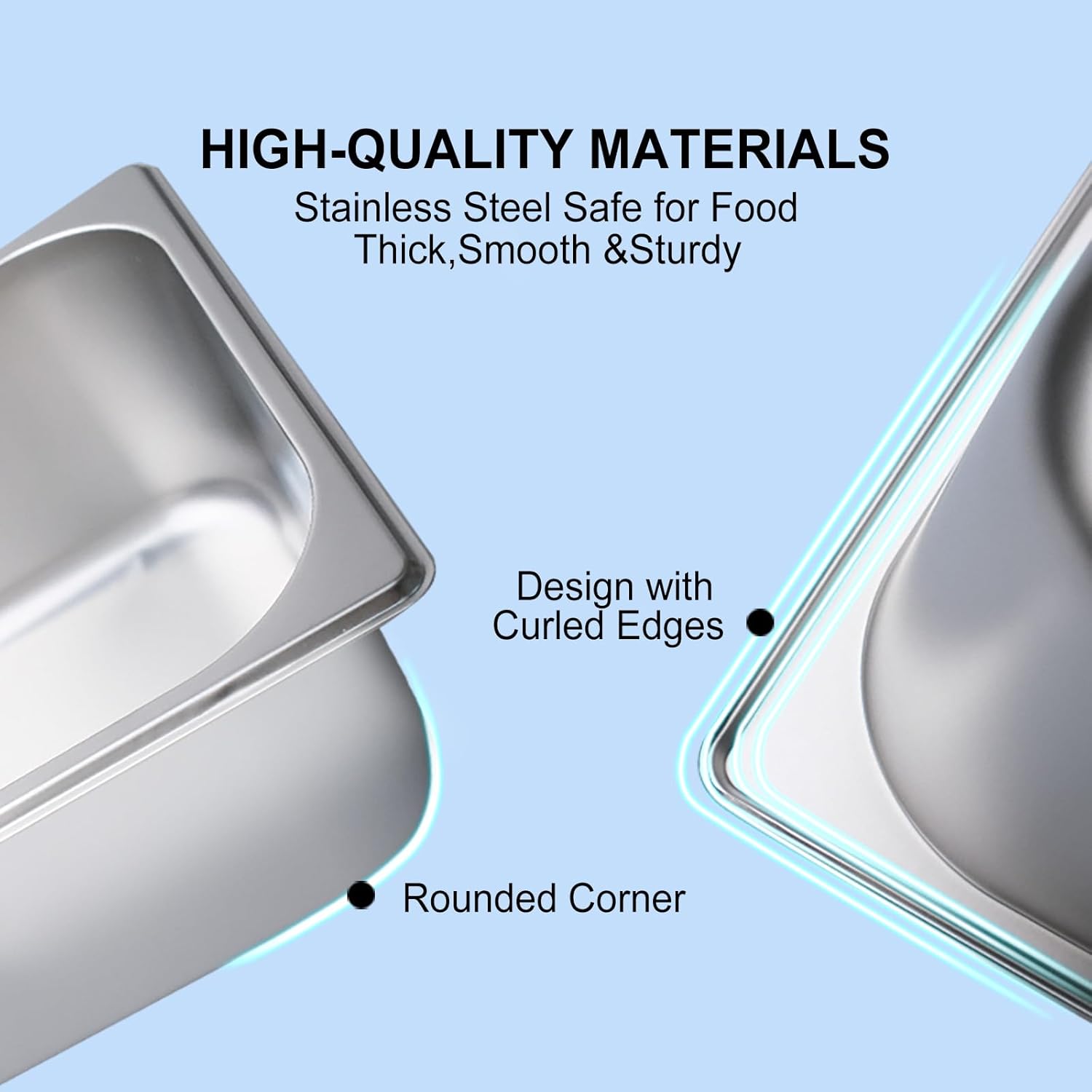 8 Pack Hotel Pans With Lids, 8 Cleaning Cloth, 1/2 Size 6" Deep Reusable Stainless Steel Steam Table Pan for Catering Buffet Chafing Dish, Metal Steam Tray Home Party Restaurant Supplies