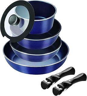 パール金属 スタックプラス ブルーダイヤモンドコートIH対応クックウェア7点セットA ネイビー HB-5632
