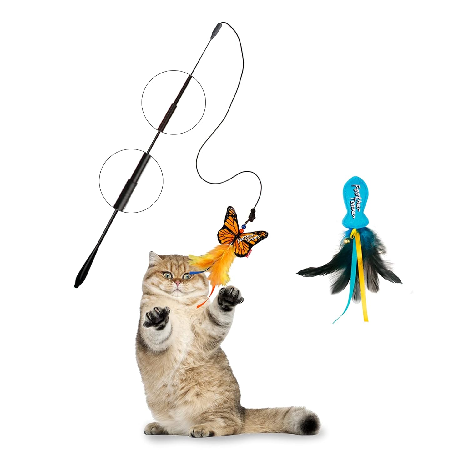 Buy Gigwi Retractable Cat Toy Wand Feather, Interactive Cat Feather Toy