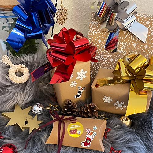 Oblique Unique® Geschenk Schleife mit Geschenkband Glänzend für Geschenke Tüten Zuckertüten für Weihnachten zum Basteln Dekorieren Verzieren UVM. (Gold)
