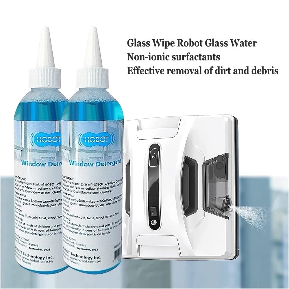 2 botellas de 220 ml de detergente líquido for limpieza de ventanas (compatible con HOBOT 2S/188/188C/198/358/368/R3/S7 PRO/298/388) Accesorios for robots de limpieza de vidrios