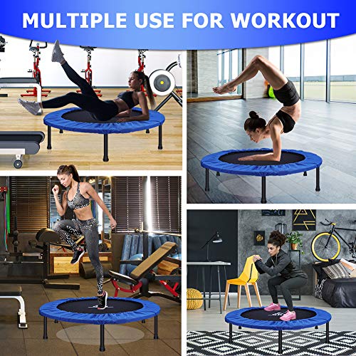 SKL Foldable Fitness Trampoline 38 Inch, Mini Trampoline with Safety & Anti-Skid Pads Stable Exercise Rebounder for Men Women Kids Indoor Outdoor Workout Max Load 330lbs