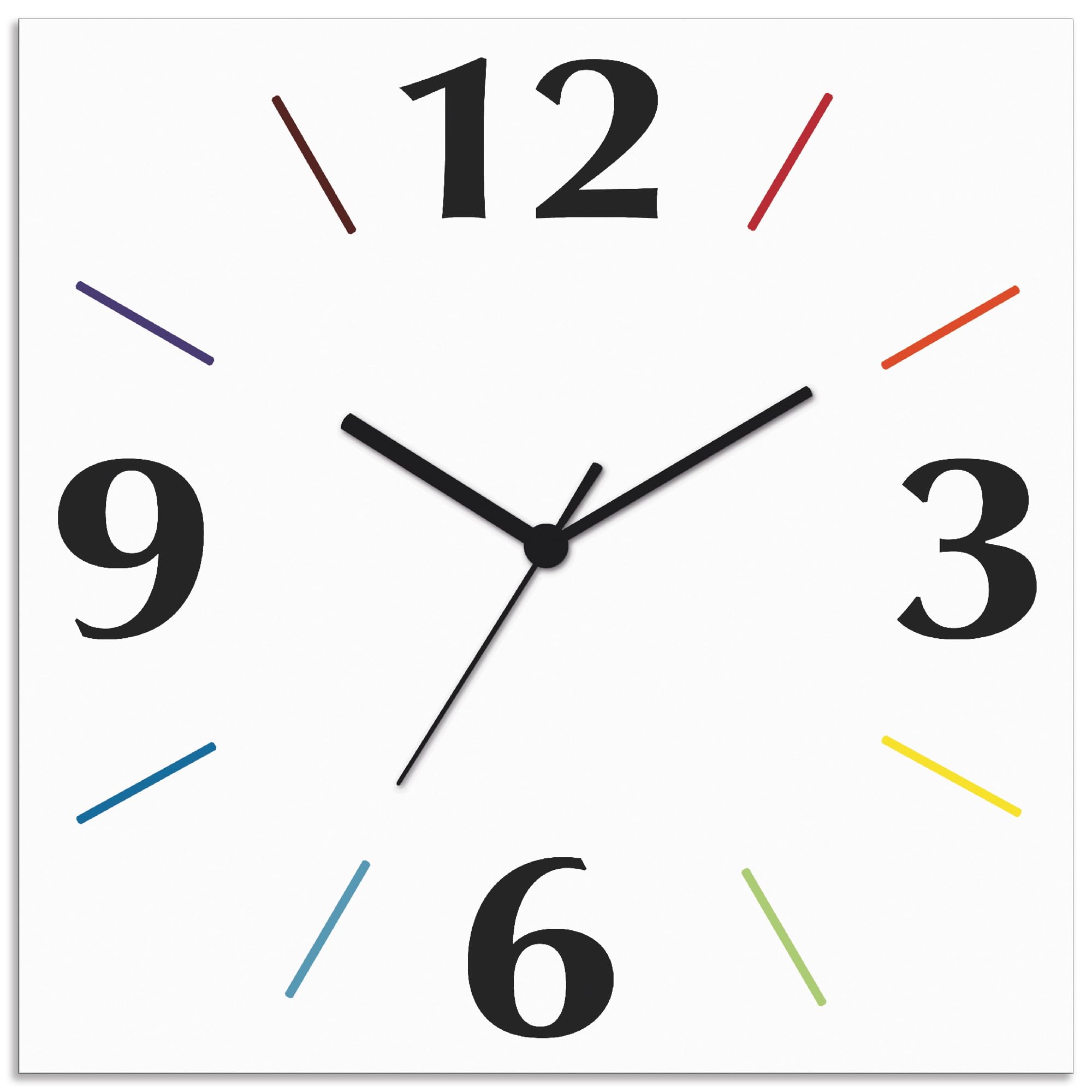 ARTLAND Wanddeko Wanduhr ohne Tickgeräusche Alu Funkuhr 30x30 cm Quadratisch Lautlos 4 Ziffern Farbig Schlichtes Design Weiß S7KI