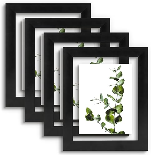 Golden State Art, Lot de 4 cadres photo flottants de 20,3 x 25,4 cm, cadres en b