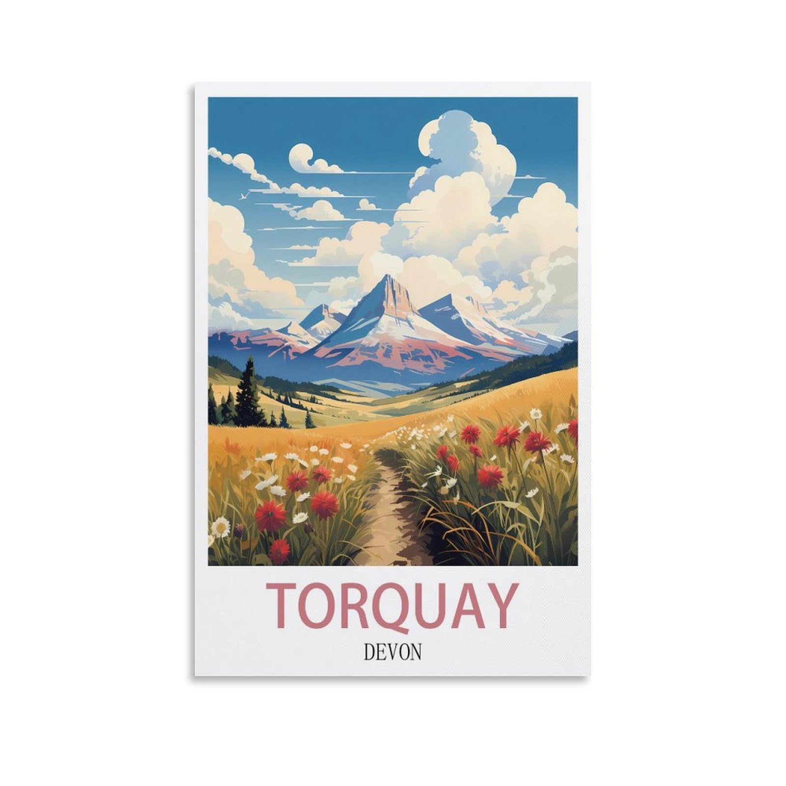 Vintage Metal Tin Sign for Cafe Torquay Devons Vintage Signs Home Kitchen Rustic Travel Metal Signs Wall Art Decor 30x40cm