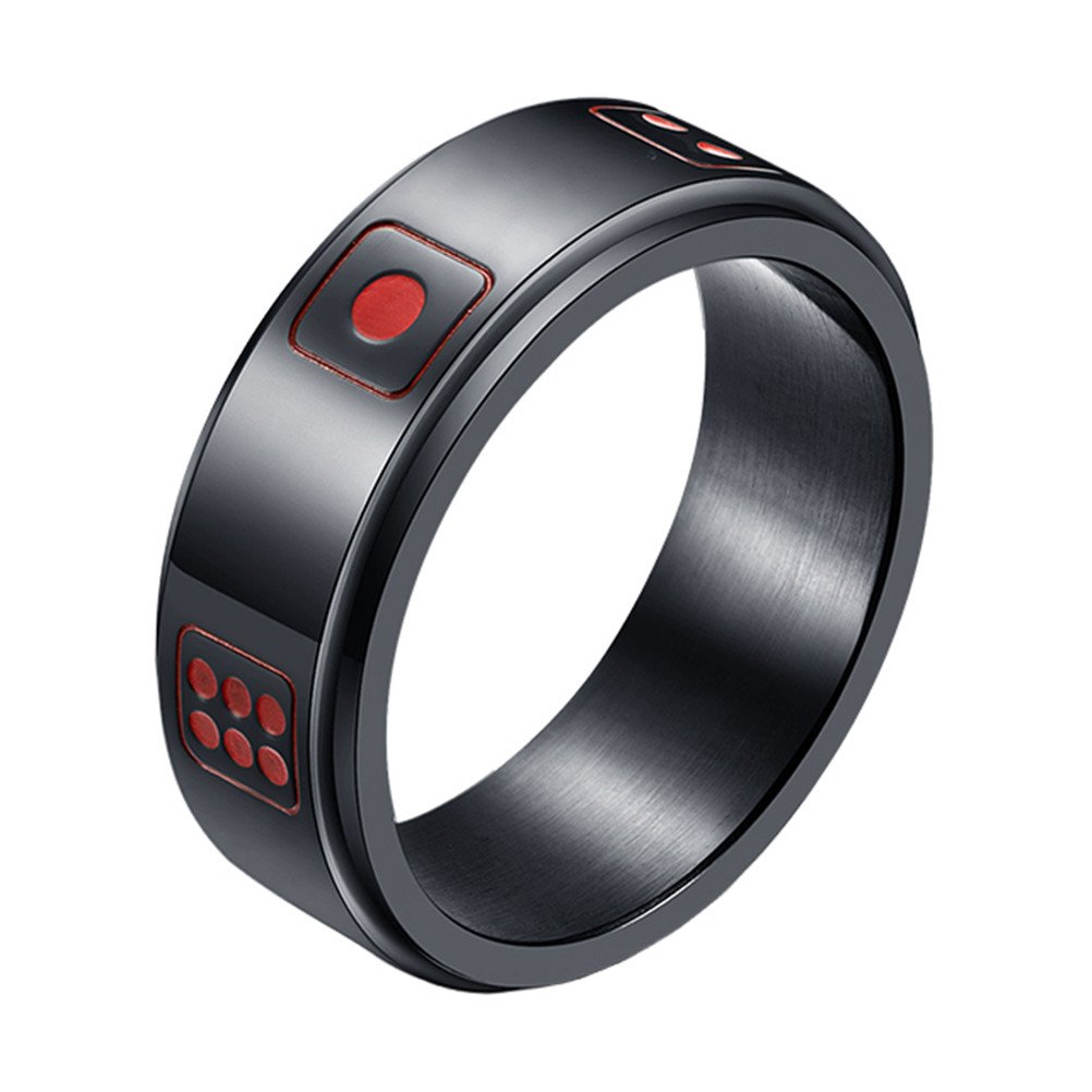 INRENGMens Stainless Steel Lucky Spinner Ring Retro Dice Pattern Wedding Bands 8mm Silver,Gold,Black