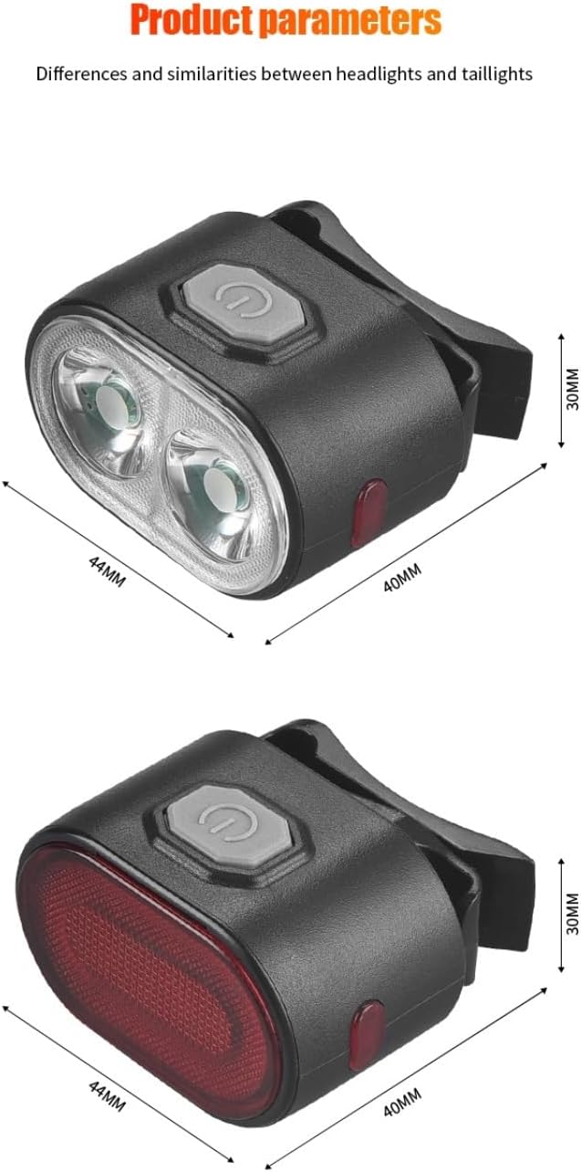 Bike Headlight 100Lm Brightness 300mAh Battery IP66 Waterproof Headlight Taillight for Night Cycling
