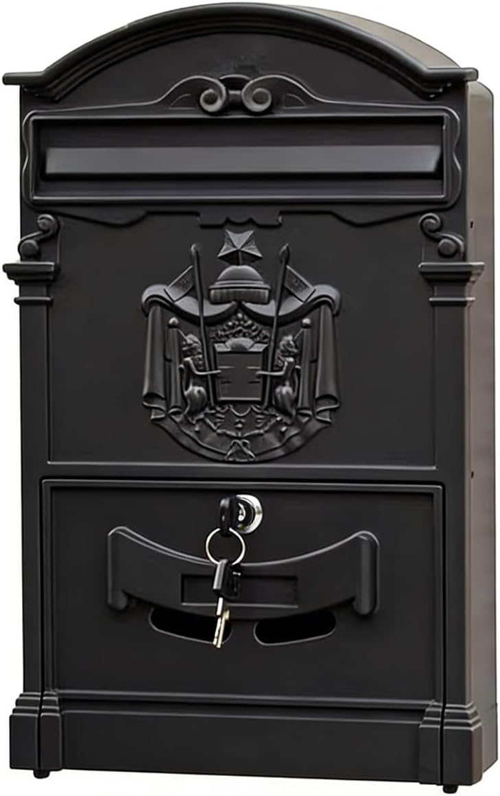 Wall Mount Mailbox, Steel Mailbox, Features Pre Drilled Holes for Easy Installation, Curbside Mailbox for Daily Letters Magazines Packages(Sandblasted Black)