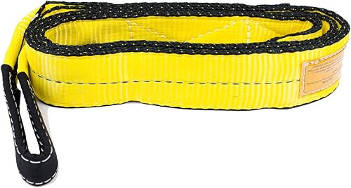 Miniatura 3 de Mytee Products Paquete de 2 eslingas de elevación de tela de 2 pulgadas x 12 pies, correas de elevación verticales de 6400 libras, ojales trenzados