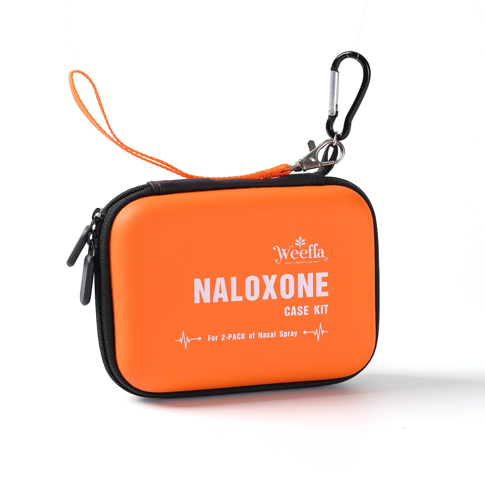 weefla Empty Naloxone Carry Bag Set Fits 2 Pack Narcan Nasal Spray Opioid Overdose Emergency, Hard Shell and Splash Proof High Visibility Orange First Responder and The