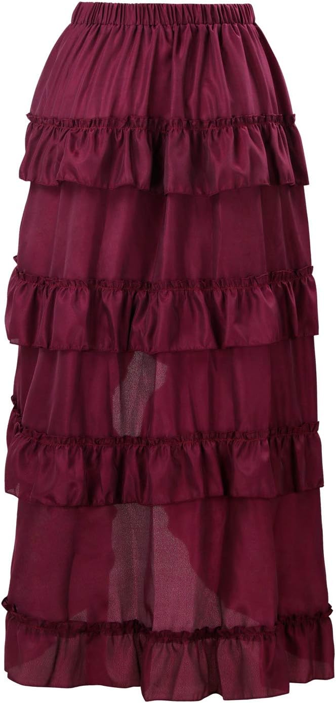 Charmian Women's Steampunk Gothic High Low Cyberpunk Skirt - Image 4