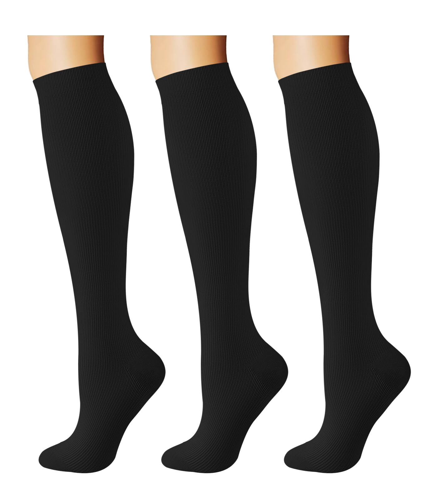 Breslatte Compression Socks for Women Men 15-20 mmHg Circulation Knee High Athletic Support Socks Running Travel Nurse