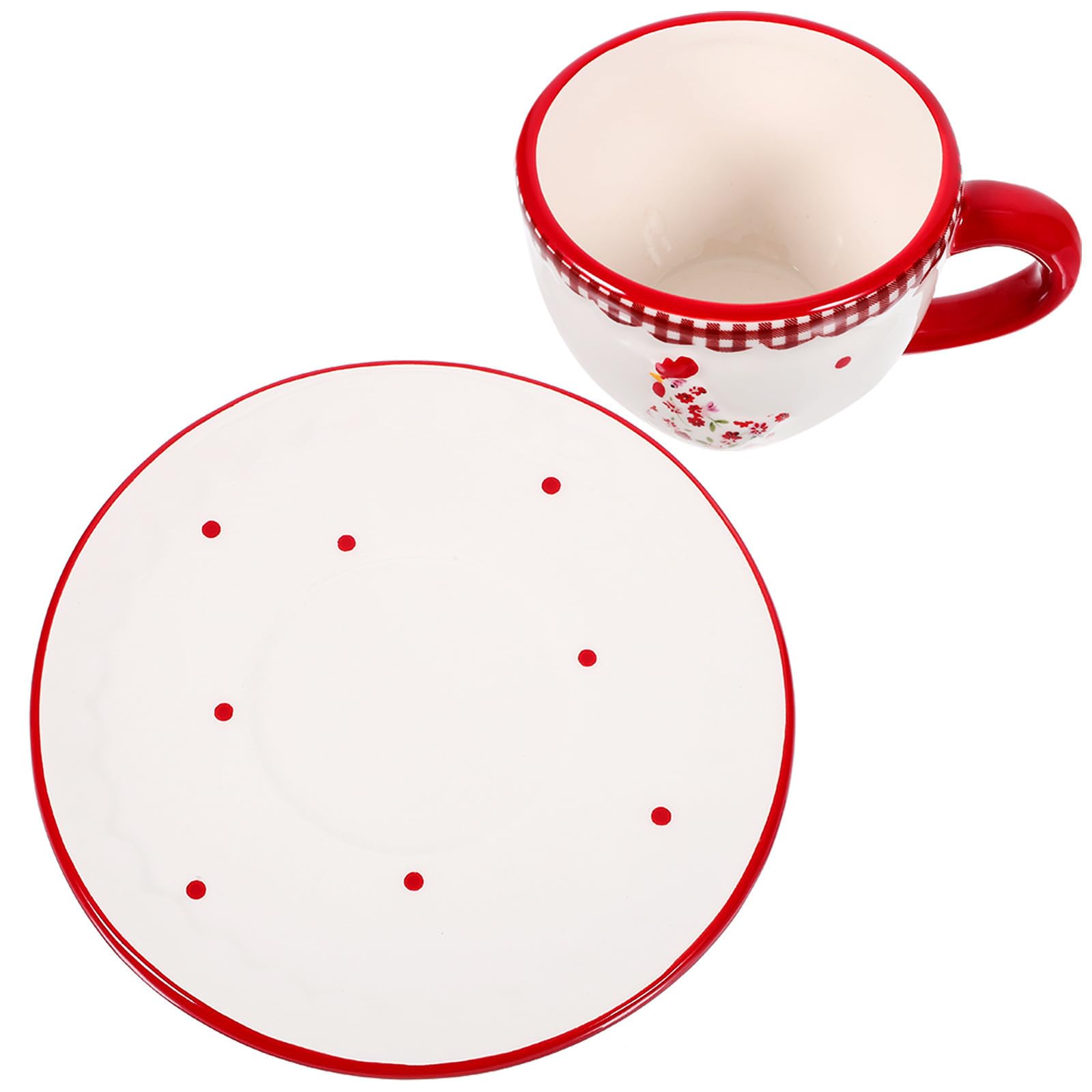 Juego de vajilla de cerámica floral rojo ideal para lucir en tus cenas familiares del día a día