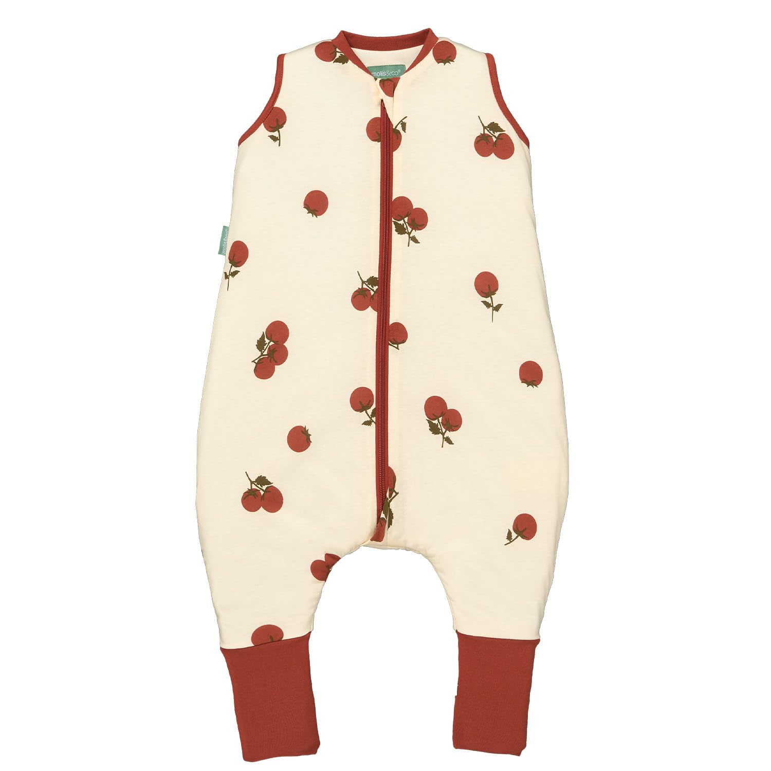 molis&co - Baby Schlafsack mit Füßen und Socke -Ideal für Frühling und Herbst - Babyschlafsack mit Beinen 1 tog - 100% Baumwolle (Oeko-TEX 100), Premium Qualität - Tomatoes (60 cm)