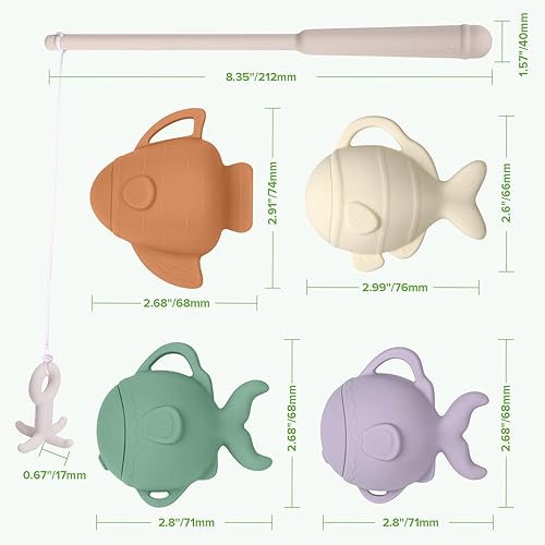 Miniatura 9 de haakaa Juego de juguetes de pesca de silicona para bebés, juguete de silicona de grado alimenticio para niños pequeños y niños, juguetes de bañera