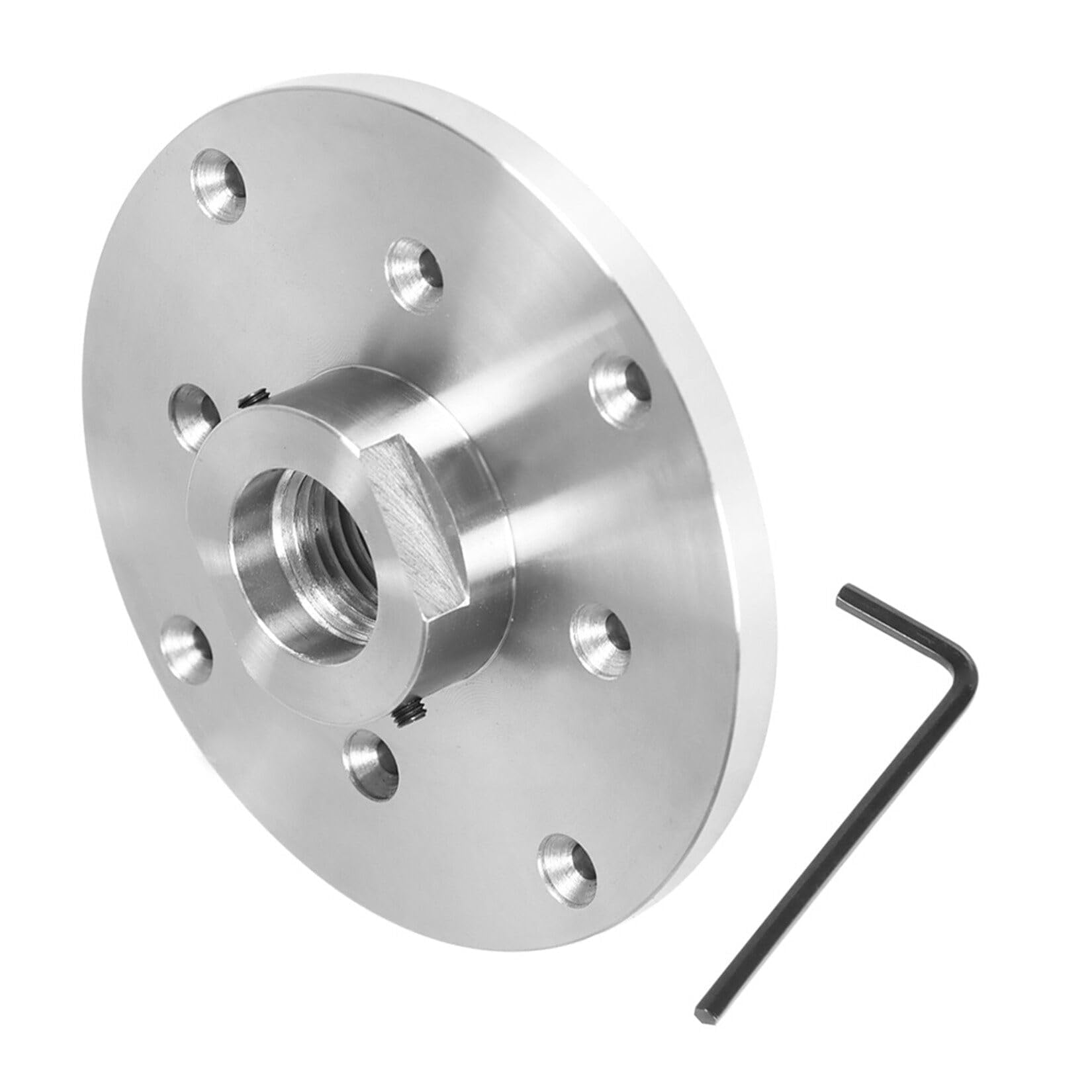 findmall 6 Inch Steel Wood Lathe Face Plate 1-1/4 Inch x 8TPI Threaded with Locking Set Screw to Secure on Spindle for Wood Lathe Turning Reversing